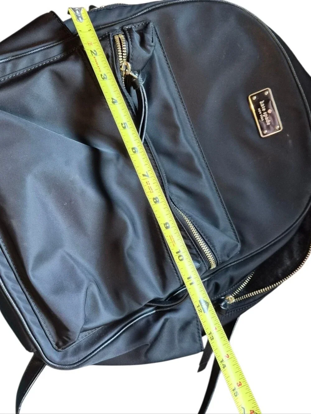 Kate spade Black Nylon Backpack with Gold Zippers